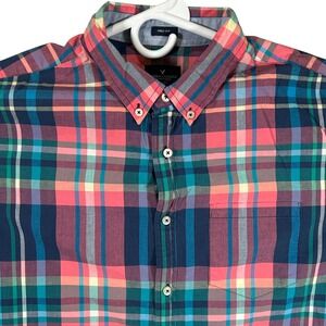 American Eagle Outfitters Mens XL Prep Fit Plaid Button Down Shirt Multi Color